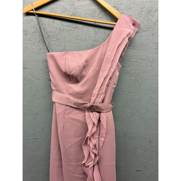 White by Vera Wang Women’s 2 Quartz Pink One Shoulder Ruffle Formal Dress NWT - Picture 3 of 15
